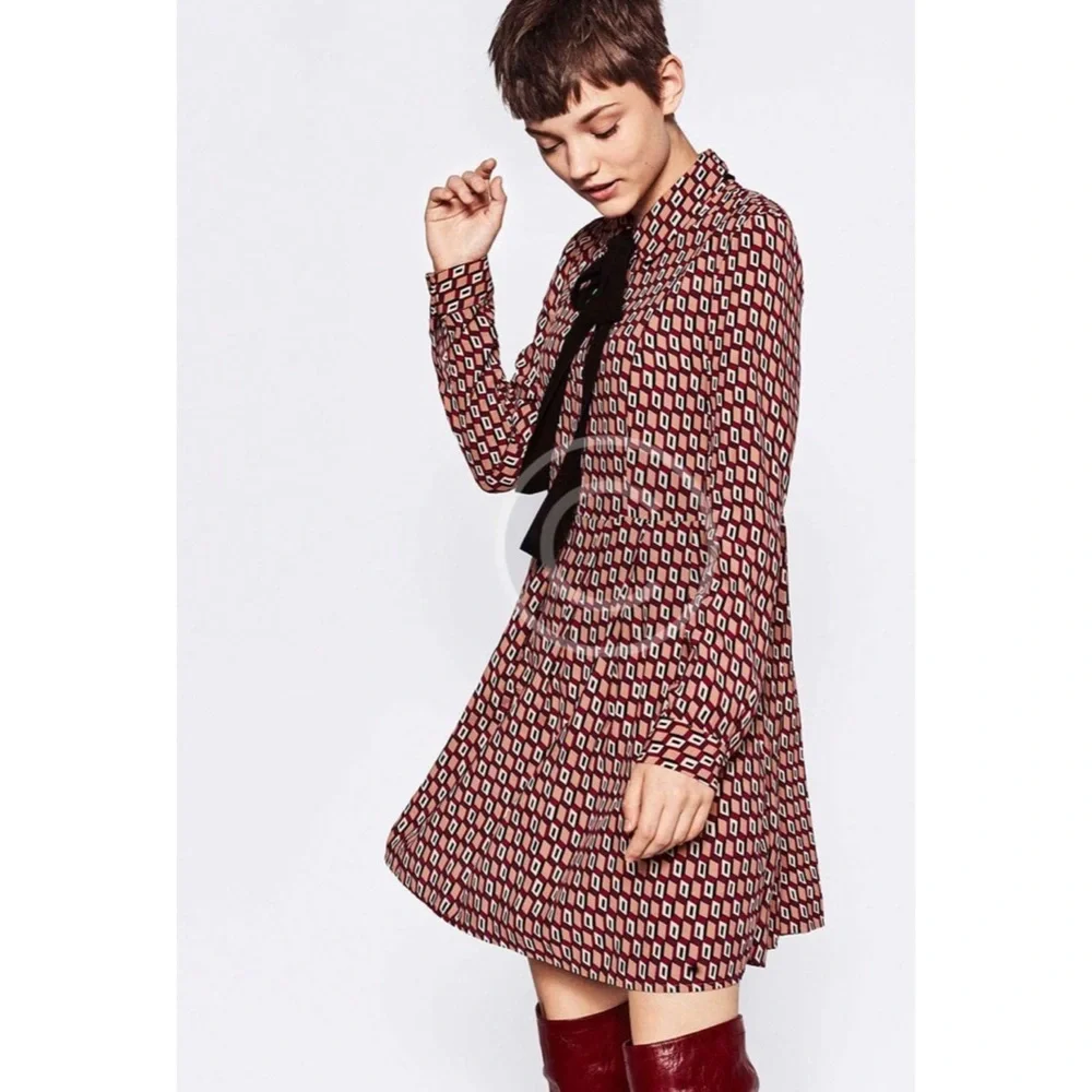 2x 👯‍♀️Host Pick⚡️Zara Geometric Print Dress with Bow Tie - Picture 2 of 11
